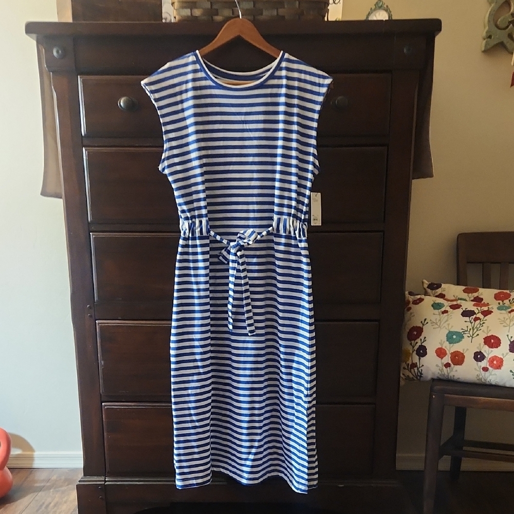 Sonoma Striped Blue and White Dress NWT